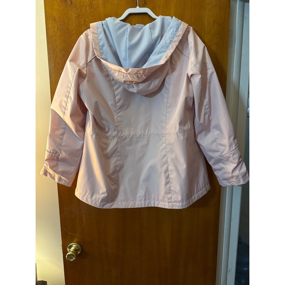 Gallery New York Womens XL Pink Hooded Rain Jacket Lightweight Full Zip Coat - Picture 2 of 8